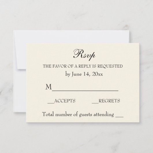 Elegant Wedding RSVP Verfijnd crème (Voorkant)