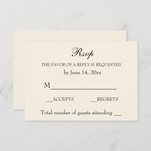  Elegant Wedding RSVP Verfijnd crème (Voorkant / Achterkant)