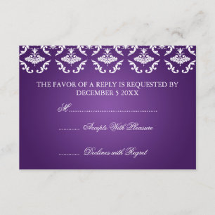 Elegant Wedding RSVP Vintage Damask Paars