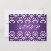Elegant Wedding RSVP Vintage Damask Paars (Achterkant)