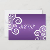 Elegant Wedding RSVP White Swirls Paars (Achterkant)