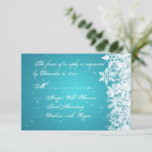 Elegant Wedding RSVP Winter Snowflakes Blue (Staand voorkant)