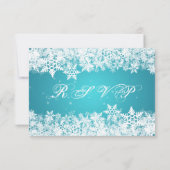 Elegant Wedding RSVP Winter Snowflakes Blue (Achterkant)