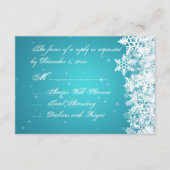 Elegant Wedding RSVP Winter Snowflakes Blue Kaartje (Voorkant)