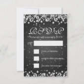 Elegant Wedding RSVP Winter Sparkle Black (Voorkant)