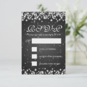 Elegant Wedding RSVP Winter Sparkle Black (Staand voorkant)