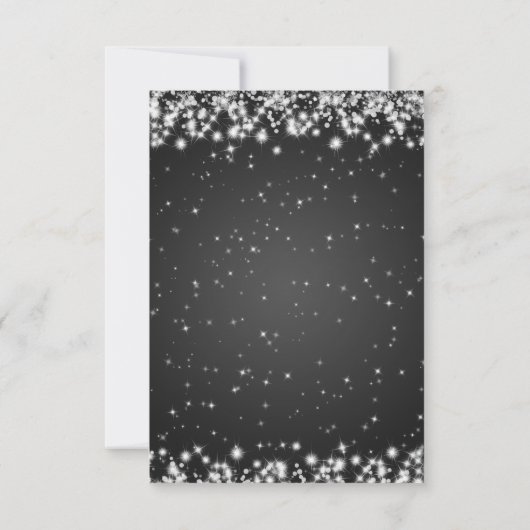 Elegant Wedding RSVP Winter Sparkle Black (Achterkant)