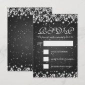 Elegant Wedding RSVP Winter Sparkle Black Kaartje (Voorkant / Achterkant)