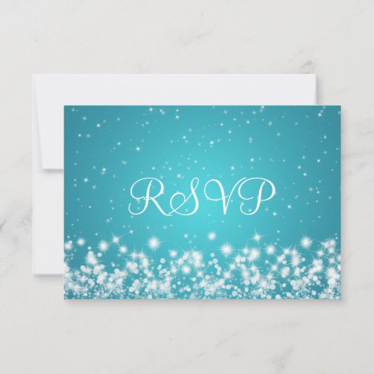 Elegant Wedding RSVP Winter Sparkle Blue (Achterkant)