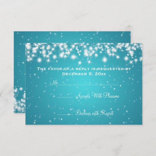 Elegant Wedding RSVP Winter Sparkle Blue (Voorkant / Achterkant)