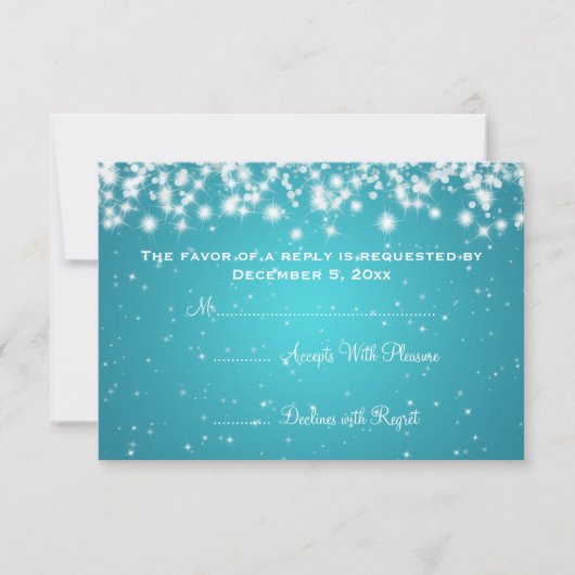 Elegant Wedding RSVP Winter Sparkle Blue Kaartje (Voorkant)