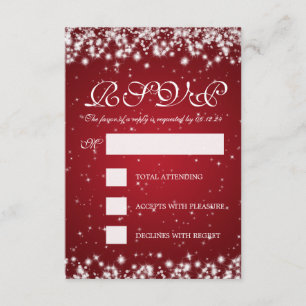 Elegant Wedding RSVP Winter Sparkle Red