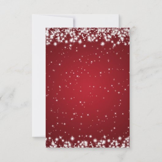 Elegant Wedding RSVP Winter Sparkle Red (Achterkant)