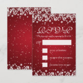 Elegant Wedding RSVP Winter Sparkle Red (Voorkant / Achterkant)
