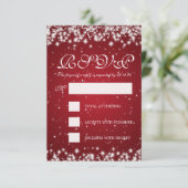 Elegant Wedding RSVP Winter Sparkle Red Kaartje (Staand voorkant)