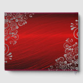 Elegant Wedding Ruby Red Silver Grey Swirls Script Gastenboek (Achterkant)