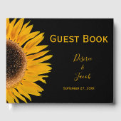 Elegant Wedding Rustic Yellow Black Sunflower Gastenboek (Voorkant)