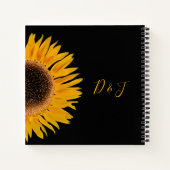 Elegant Wedding Rustic Yellow Black Sunflower Notitieboek (Achterkant)