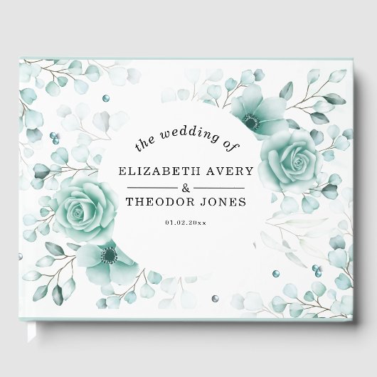 Elegant Wedding sage greens Floral Gastenboek (Voorkant)