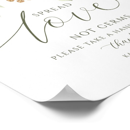 Elegant Wedding Sanitizer Covid19 Sign Greenery Poster (Hoek)