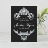 Elegant Wedding Save the Date Black White (Staand voorkant)