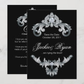 Elegant Wedding Save the Date Black White (Voorkant / Achterkant)