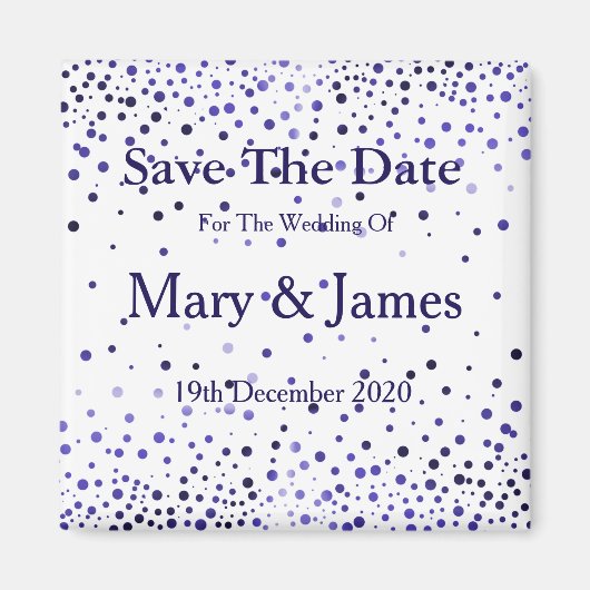 Elegant Wedding Save the Date Blue Glitter Sparkle Magneet (Voorkant)