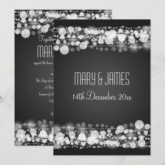 Elegant Wedding Save the Date Dotted Black (Voorkant / Achterkant)