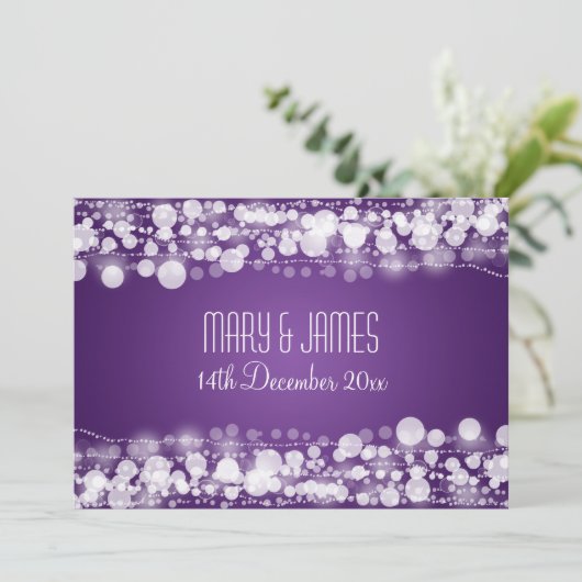 Elegant Wedding Save the Date Dotted Paars (Staand voorkant)