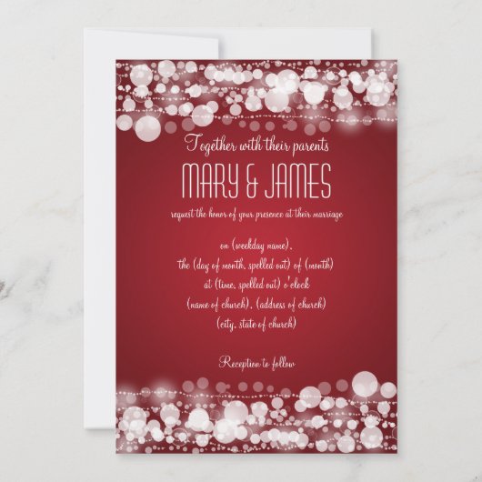 Elegant Wedding Save the Date Dotted Red (Achterkant)
