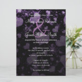 Elegant Wedding Save the Date Glitter Heart Paars Kaart (Staand voorkant)