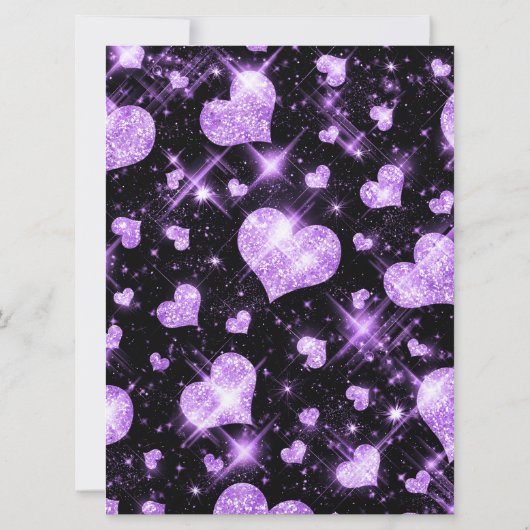 Elegant Wedding Save the Date Glitter Heart Paars Kaart (Achterkant)