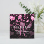 Elegant Wedding Save the Date Glitter Heart Pink (Staand voorkant)