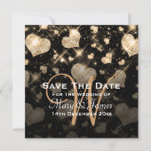 Elegant Wedding Save the Date Glitter Hearts Gold (Voorkant)
