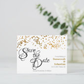 Elegant Wedding Save the Date Gold Confetti Briefkaart (Staand voorkant)