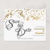 Elegant Wedding Save the Date Gold Confetti Briefkaart (Voorkant)