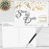 Elegant Wedding Save the Date Gold Confetti Briefkaart