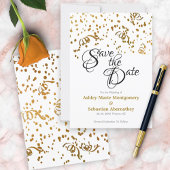 Elegant Wedding Save the Date Gold Confetti Kaart