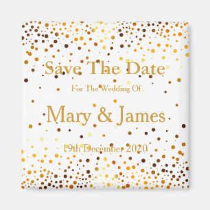 Elegant Wedding Save the Date Gold Glitter Sparkle Magneet