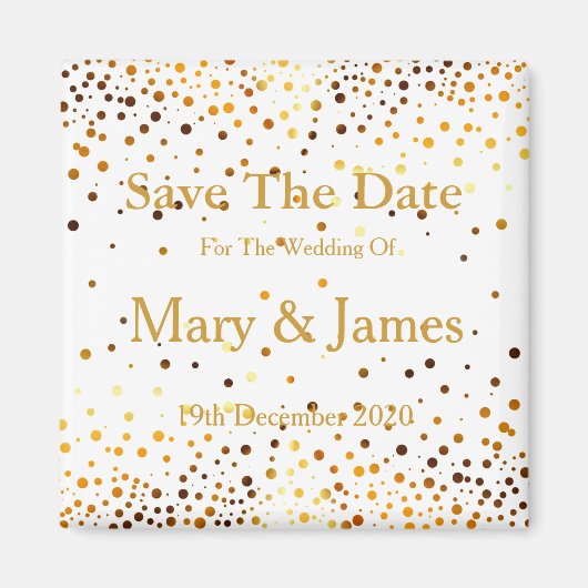 Elegant Wedding Save the Date Gold Glitter Sparkle Magneet (Voorkant)