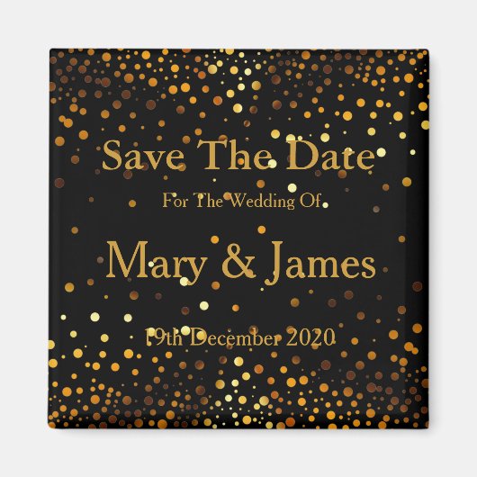 Elegant Wedding Save the Date Gold Glitter Sparkle Magneet (Voorkant)