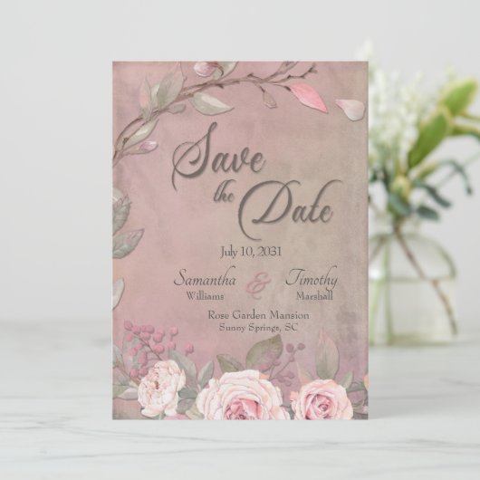 Elegant Wedding Save the Date Invitation (Staand voorkant)