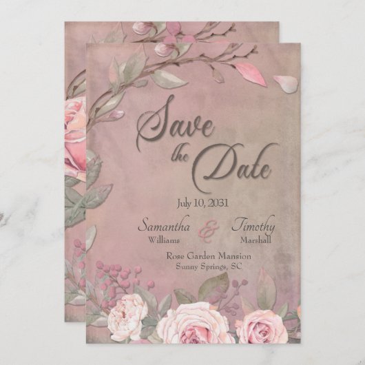 Elegant Wedding Save the Date Invitation (Voorkant / Achterkant)
