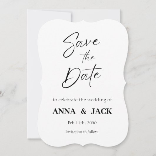 Elegant Wedding Save the Date Invitation Kaart (Voorkant)