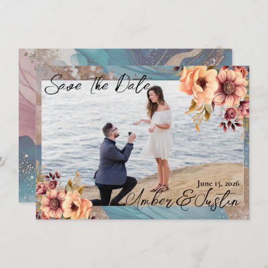 Elegant Wedding Save the Date Kaart (Voorkant / Achterkant)