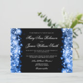 Elegant Wedding Save the Date Lights Blue Kaart (Staand voorkant)