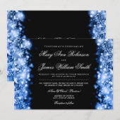 Elegant Wedding Save the Date Lights Blue Kaart (Voorkant / Achterkant)