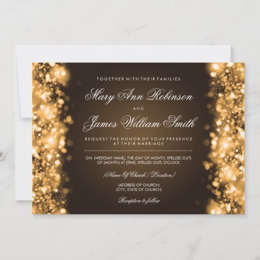 Elegant Wedding Save the Date Lights Gold (Voorkant)