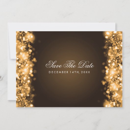 Elegant Wedding Save the Date Lights Gold (Achterkant)