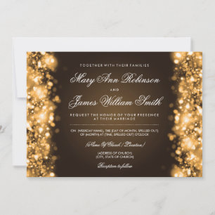 Elegant Wedding Save the Date Lights Gold